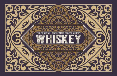 Eski çerçeveli viski etiketi