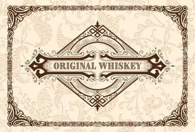 Eski çerçeveli viski etiketi