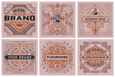 6 etiket seti. Batı tarzı