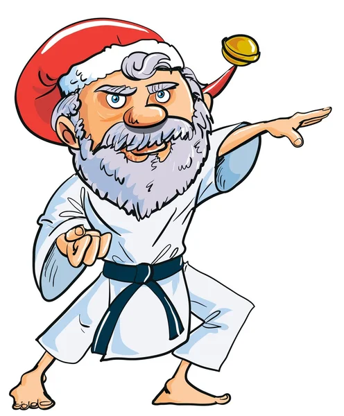 Cartoon Karate Santa Clause — Stock Vector