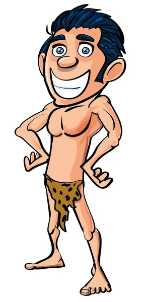 Cartoon jungle man met loin doek — Stockvector