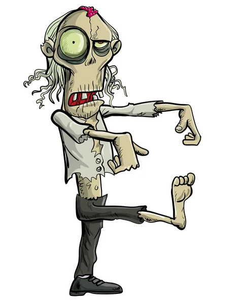 Groene cartoon zakenman zombie. — Stockvector