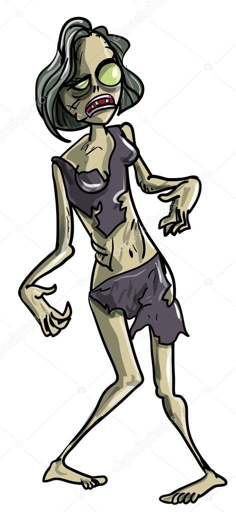 Skeletal female zombie