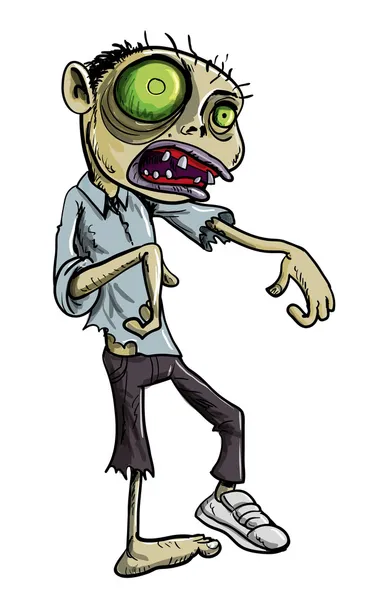 Cartoon illustration of green zombie — Stock Vector