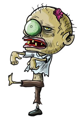 Cartoon zombie with a grotesque eye clipart