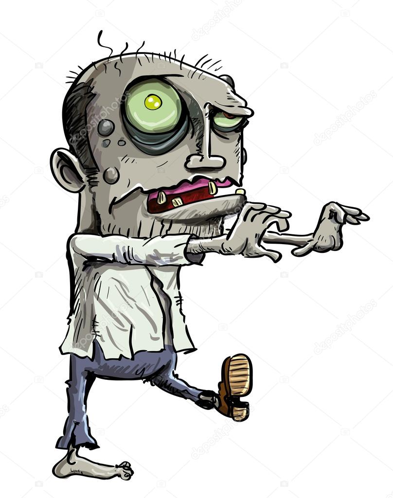 Cartoon illustration of green zombie