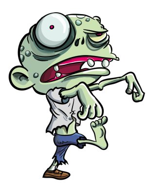 sevimli yeşil zombie karikatür çizimi