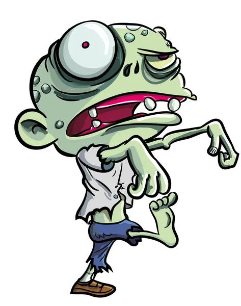 Dibujos animados ilustración de zombie verde lindo — Vector de stock