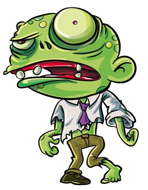 sevimli yeşil zombie karikatür çizimi