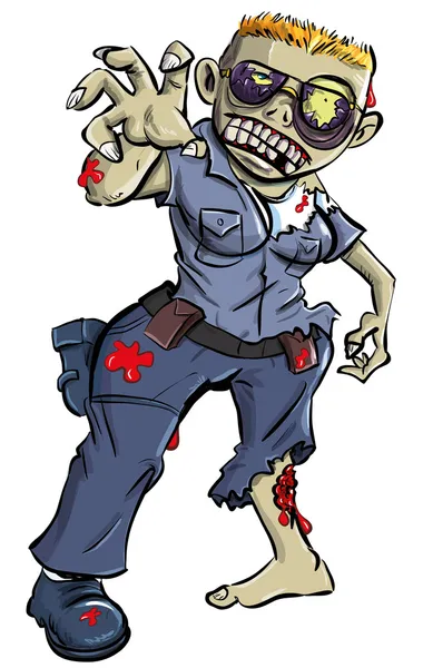 Cartoon zombie police woman — Stock Vector