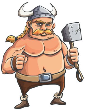 Viking karikatür büyük bir çekiç ile
