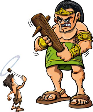 Cartoon David and Goliath clipart
