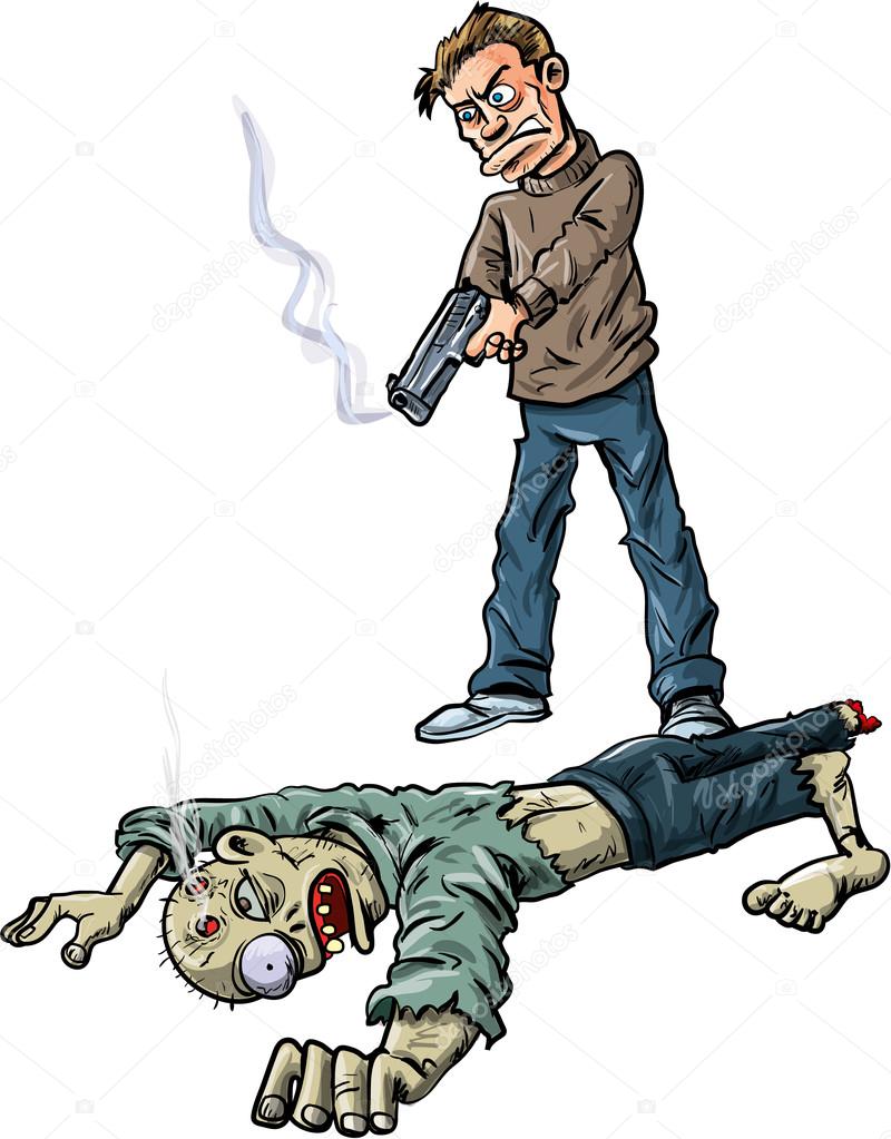 생존자는 좀비를 죽 였다 스톡 벡터 - ©antonbrand 25932649