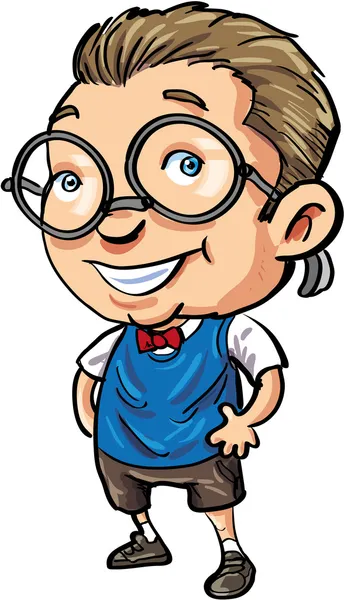 Cute Cartoon nerd with a bow tie — Stock Vector