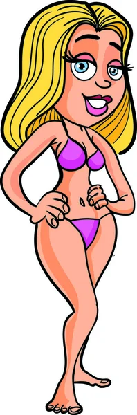 Cartoon-Mädchen im rosa Bikini — Stockvektor