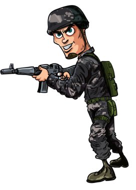 karikatür modern askeri tüfekle