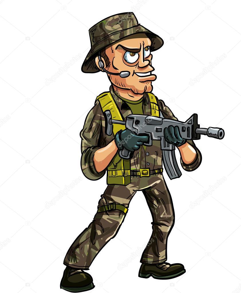 Soldier with sub machine gun