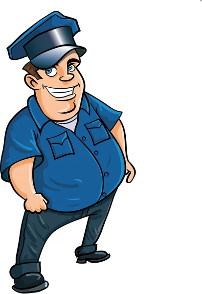 Gordo alegre cartoon policial — Vetor de Stock