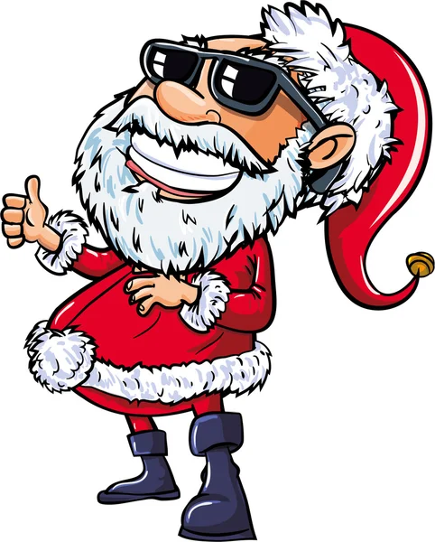 Santa portant des lunettes de soleil avec un grand sourire — Image vectorielle