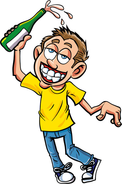 Карикатура празднования окунания шампанским
