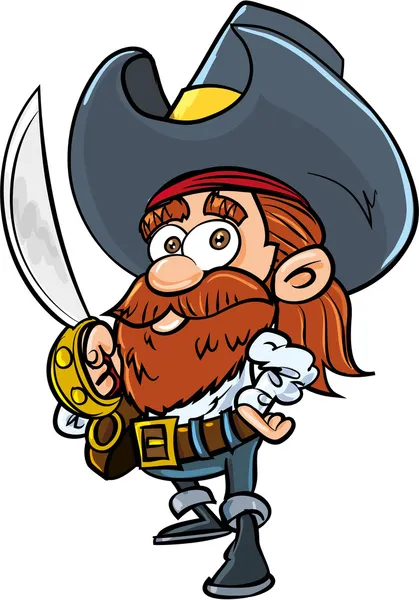 Pirate dessin animé mignon avec un coutelas可爱回力卡通海盗与挂着弯刀 — 图库矢量图片