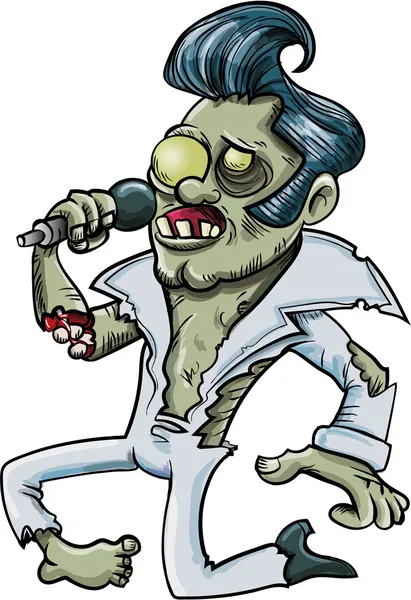 Dibujos animados cantando zombie Elvis — Vector de stock
