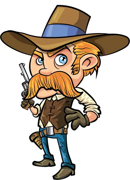Bonito cowboy desenhos animados com bigode — Vetor de Stock