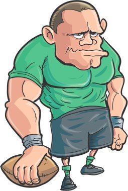 Cartoon Rugby player with a ball vector