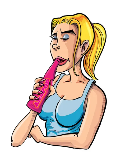 Zeichentrickfilm Teenager trinkt einen Alco Pop — Stockvektor