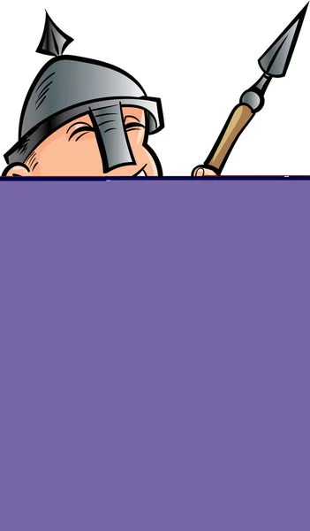 Porta lancia con casco Cartoon friendly — Vettoriale Stock