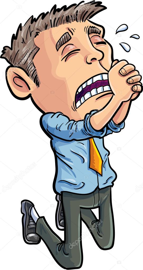 Cartoon office worker begging for his job Stock Vector Image by ©antonbrand  #48897275