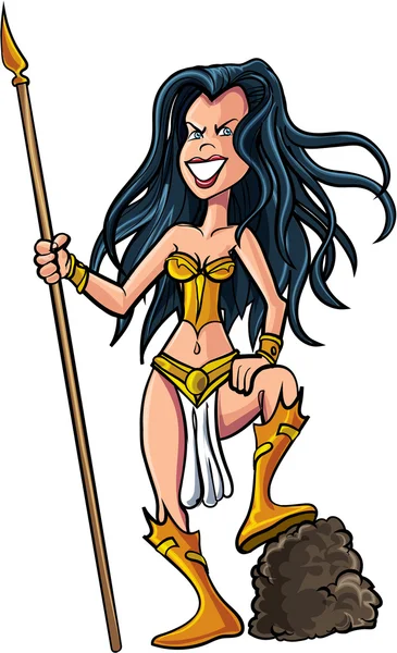Cartoon female warrior — Stock Vector