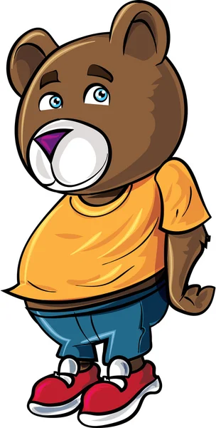 Cartoon cute brown bear — Stock Vector