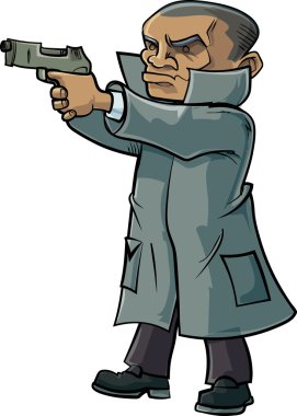 karikatür gizli ajan bir trençkot ve silah