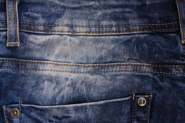 Blue jeans texture with seams. — Stock Photo, Image