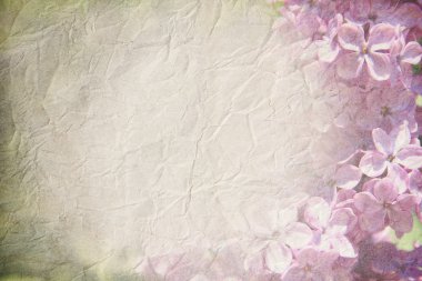 nazik bahar doku pastel renkler ile eski kağıt üzerine Eflatun çiçek çiçekler