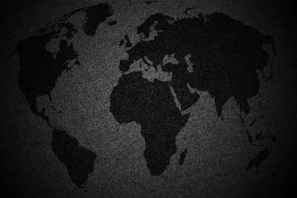 World map on a black sand texture — Stock Photo, Image