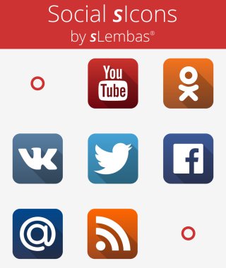 Color Social Media Icons. Векторная иллюстрация