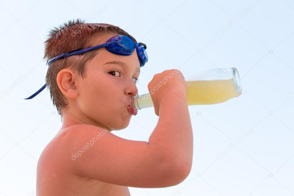 Young Boy Quenching his Thirst