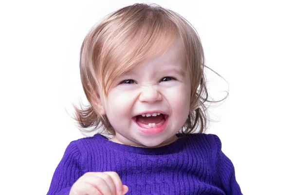 Gelukkig baby lachen vrij — Stockfoto