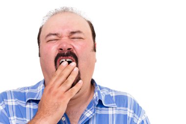 Tired man yawning clipart