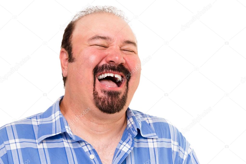 Big man having a hearty laugh
