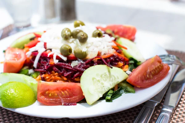 Plate of fresh mixed salads — Stock Photo, Image