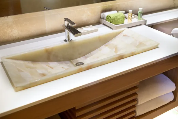 Modern marble handbasin in a hotel — Stock Photo, Image