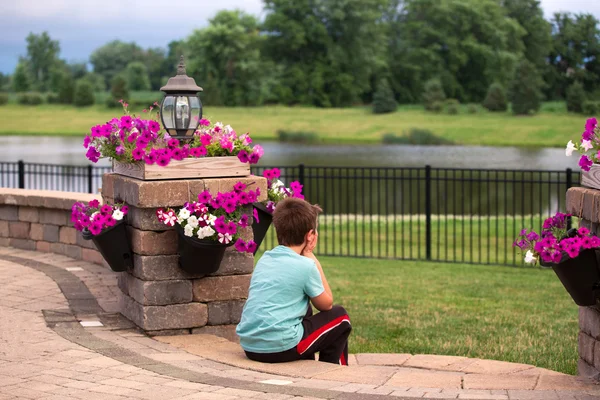 Eight Years old Boy Enjoying the Moment — Stock Photo, Image