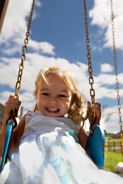 Little Toddler Girl on Swing — Stock Photo, Image