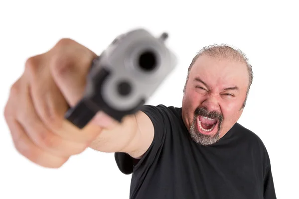 Man går vild med sin pistol skrik högt — Stockfoto