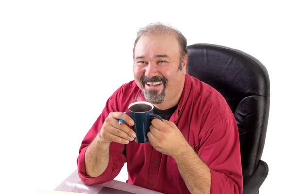 Homem de meia idade com seu café da manhã — Fotografia de Stock