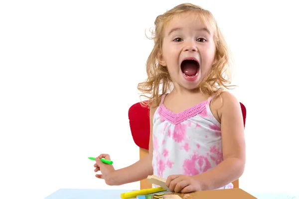 Dziewczyna bardzo podekscytowany malucha — Zdjęcie stockowe