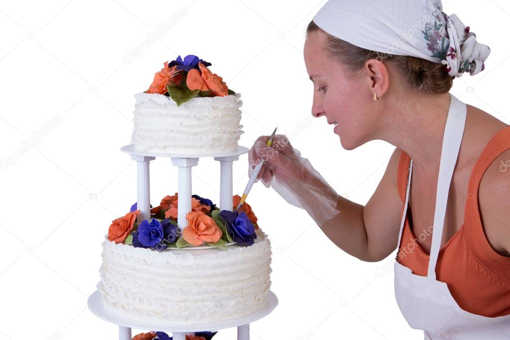 Final Retouching Ruffled Wedding Cake